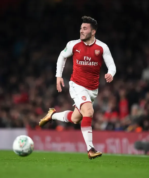 Framed Print : Sead Kolasinac in Action: Arsenal vs. West Ham United, Carabao Cup Quarterfinal
