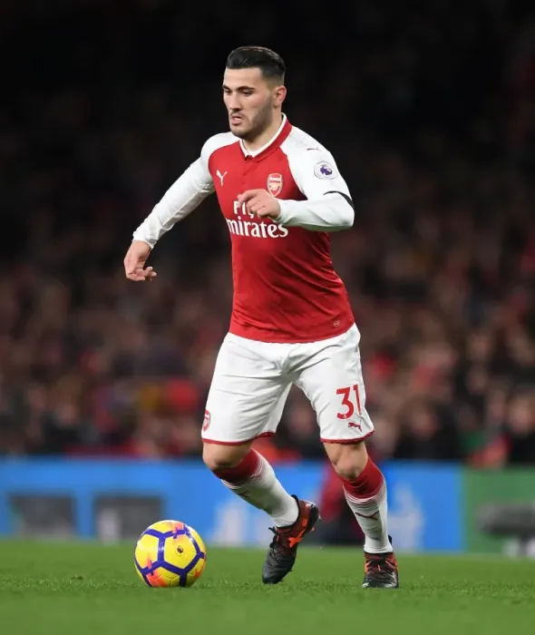 Framed Print : Sead Kolasinac in Action: Arsenal vs Huddersfield Town, Premier League 2017-18