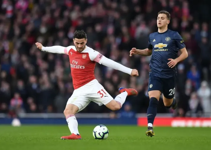 Framed Print : Sead Kolasinac in Action: Arsenal vs Manchester United, Premier League 2018-19