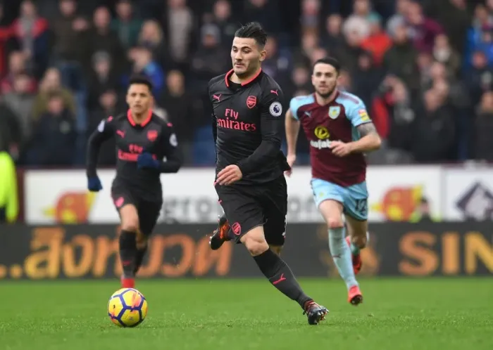 Framed Print : Sead Kolasinac in Action: Burnley vs. Arsenal, Premier League 2017-18