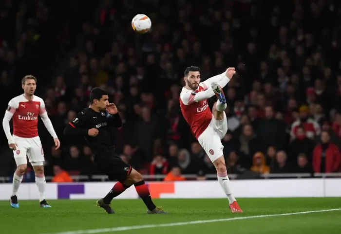 Framed Print : Sead Kolasinac (Arsenal) Benjamin Andre (Rennes)