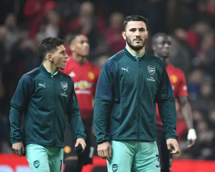 Framed Print : Sead Kolasinac: Arsenal Star's Intense Focus Before Manchester United Clash