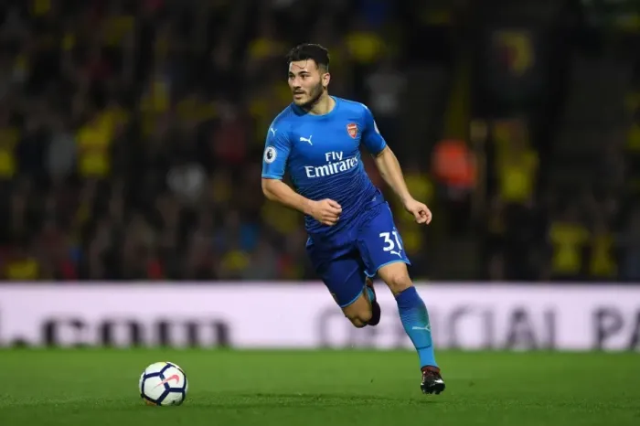 Framed Print : Sead Kolasinac: Arsenal's Defensive Powerhouse in Action Against Watford, Premier League 2017-18