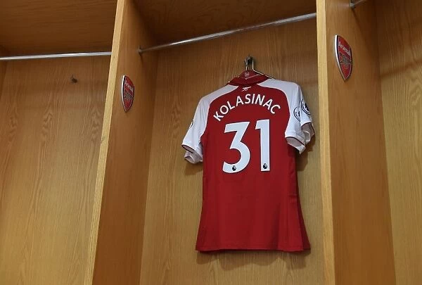 Sead Kolasinac: Arsenal's Tenacious Warrior Preparing for Battle in the Changing Room (Arsenal v AFC Bournemouth, 2017-18)