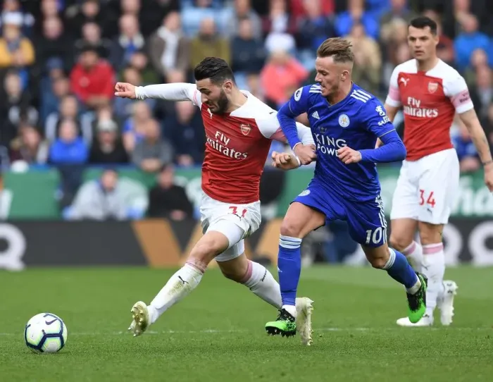 Framed Print : Sead Kolasinac Breaks Past James Maddison: Leicester City vs. Arsenal FC, Premier League 2018-19 Framed Print : Sead Kolasinac Breaks Past James Maddison: Leicester City vs. Arsenal FC, Premier League 2018-19