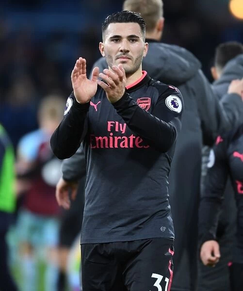 Sead Kolasinac Celebrates with Arsenal Fans after Burnley Victory