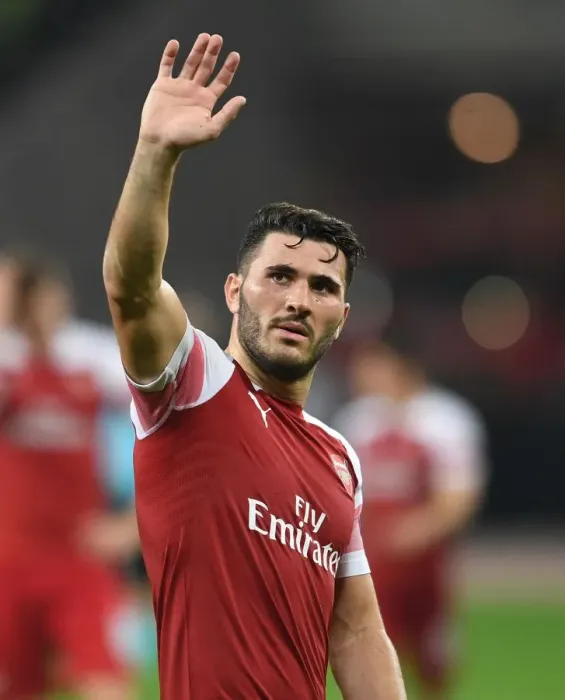 Framed Print : Sead Kolasinac Celebrates after Arsenal's Victory over Qarabag in Europa League