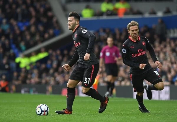 Sead Kolasinac and Nacho Monreal: Focused During Everton vs Arsenal Premier League Clash (2017-18)