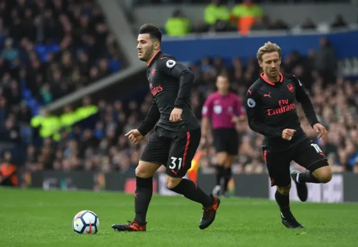 Framed Print : Sead Kolasinac and Nacho Monreal: Focused During Everton vs Arsenal Premier League Clash (2017-18) Framed Print : Sead Kolasinac and Nacho Monreal: Focused During Everton vs Arsenal Premier League Clash (2017-18)