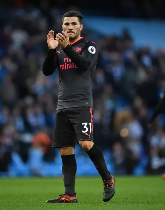 Framed Print : Sead Kolasinac Salutes Arsenal Fans: Manchester City vs Arsenal, Premier League 2017-18