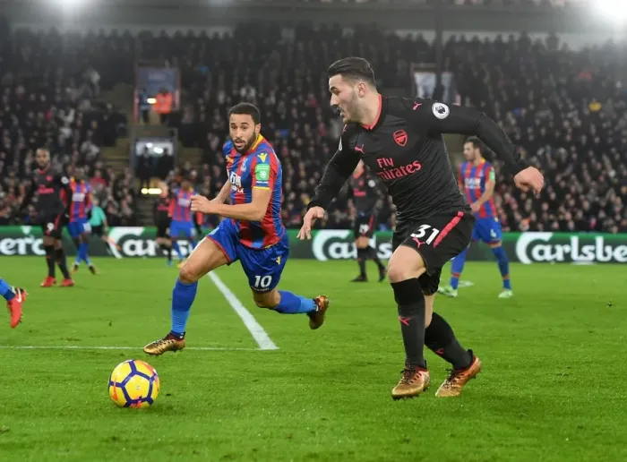 Framed Print : Sead Kolasinac vs Andros Townsend: A Battle for Supremacy in the Arsenal vs Crystal Palace Premier League Clash (December 2017)