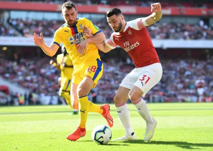 Framed Print : Sead Kolasinac vs James McArthur: Intense Battle at the Emirates, Arsenal FC vs Crystal Palace, Premier League