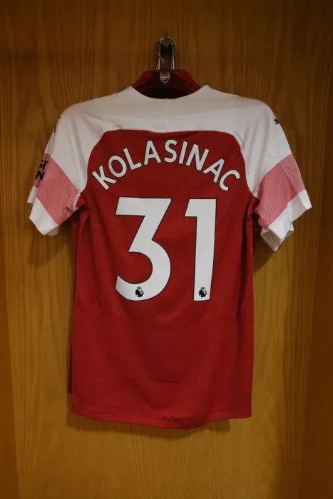 Framed Print : Sead Kolasinac's Hanging Jersey: Arsenal FC vs. Watford FC, Premier League 2018-19