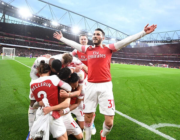 Sead Kolasinac's Triumphant Goal Celebration: Arsenal FC vs. Tottenham Hotspur, Premier League 2018-19
