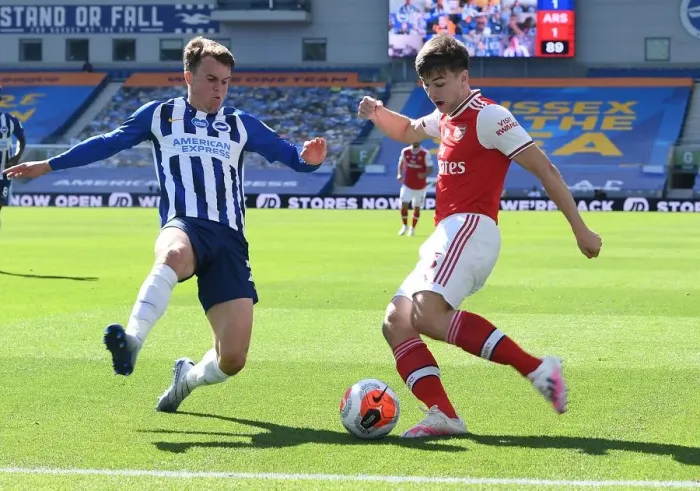 Framed Print : Empty Seats Showdown: Brighton vs. Arsenal (2019-20) - Football's Ghostly Arena