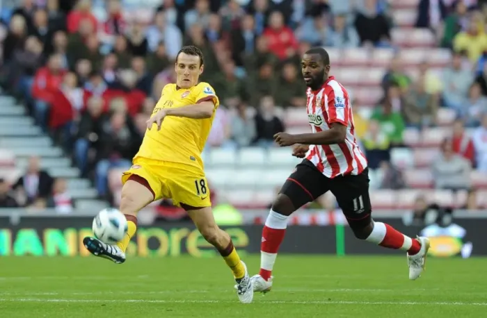 Framed Print : Sebastian Squallaci (Arsenal) Darren Bent (Sunderland). Sunderland 1: 1 Arsenal Framed Print : Sebastian Squallaci (Arsenal) Darren Bent (Sunderland). Sunderland 1: 1 Arsenal