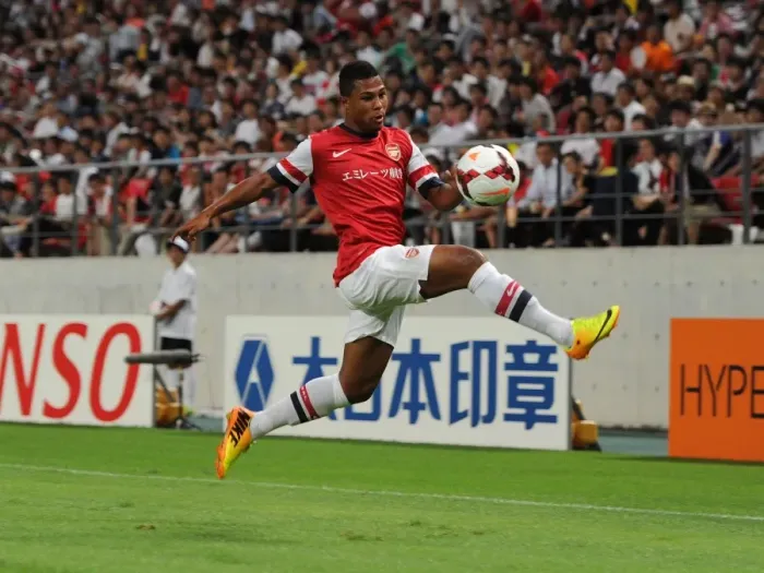Framed Print : Serge Gnabry in Action: Nagoya Grampus vs. Arsenal, 2013