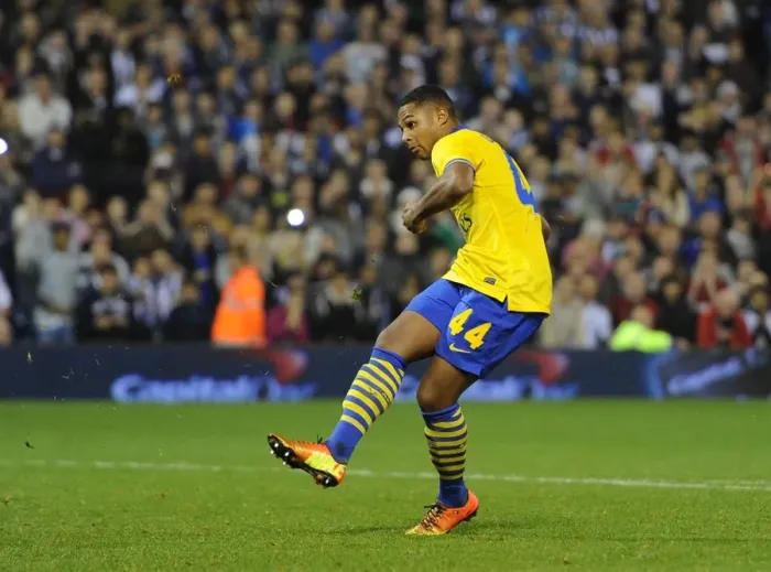 Framed Print : Serge Gnabry misses from the penalty spot. West Bromwich Albion 1: 1 Arsenal. 3: 4