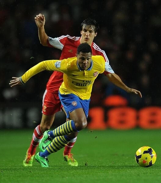 Serge Gnabry Outmaneuvers Jack Cork: Southampton vs Arsenal, Premier League 2013-14