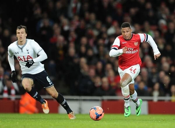 Serge Gnabry Outmaneuvers Vlad Chiriches in Intense Arsenal vs. Tottenham FA Cup Clash