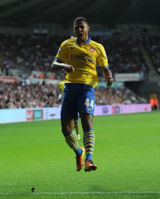 Framed Print : Serge Gnabry Scores First Arsenal Goal: Swansea City vs. Arsenal (2013-14)