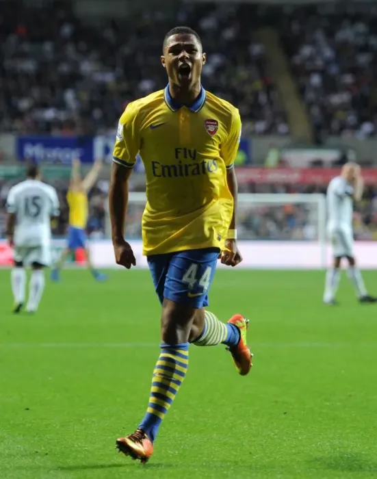 Framed Print : Serge Gnabry Scores First Arsenal Goal: Swansea City vs. Arsenal (2013-14)