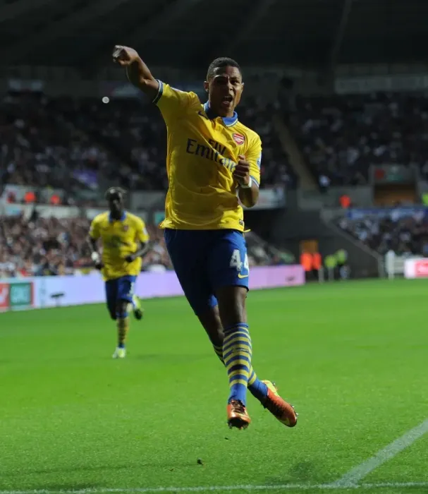 Framed Print : Serge Gnabry Scores First Arsenal Goal: Swansea City vs Arsenal (2013-14)