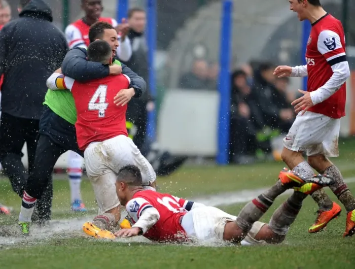 Framed Print : Serge Gnabry's Goal Celebration: Arsenal U19 vs Inter Milan U19, NextGen Series 2012-13 Framed Print : Serge Gnabry's Goal Celebration: Arsenal U19 vs Inter Milan U19, NextGen Series 2012-13