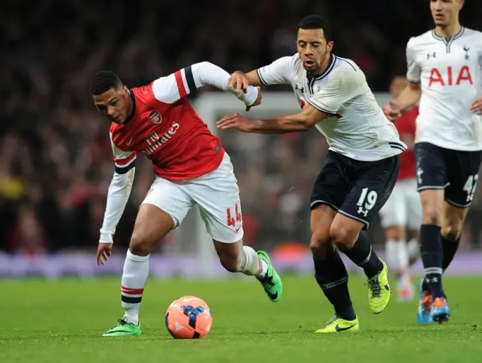 Framed Print : Serge Gnabry's Magic: Arsenal's FA Cup Victory over Tottenham (2013-14) - Outsmarting Dembele at Emirates Framed Print : Serge Gnabry's Magic: Arsenal's FA Cup Victory over Tottenham (2013-14) - Outsmarting Dembele at Emirates