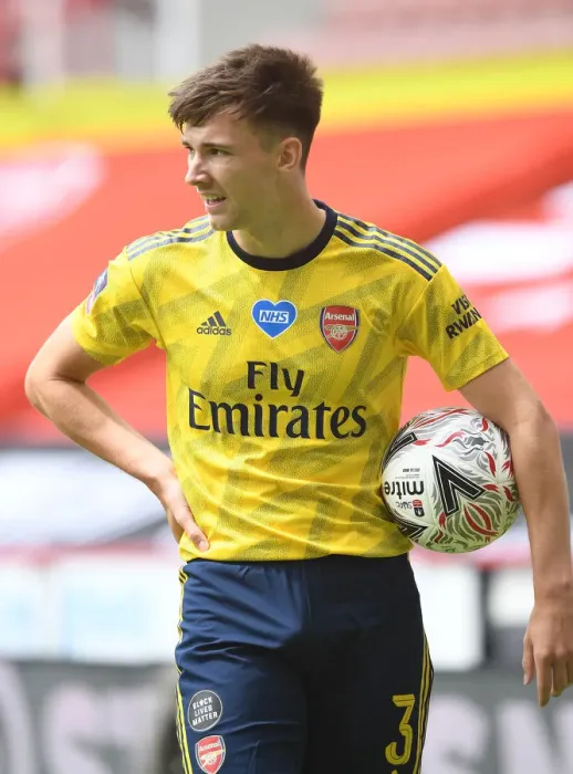 Framed Print : SHEFFIELD, ENGLAND - JUNE 28: Kieran Tierney of Arsenal during the FA Cup Fifth Quarter Final match between Sheffield