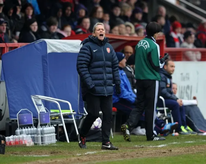 Framed Print : Shelley Kerr Leads Arsenal Ladies in UEFA Women's Champions League Quarterfinal