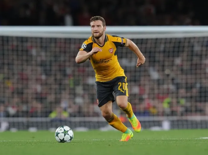 Framed Print : Shkodran Mustafi in Action: Arsenal vs FC Basel, UEFA Champions League, 2016