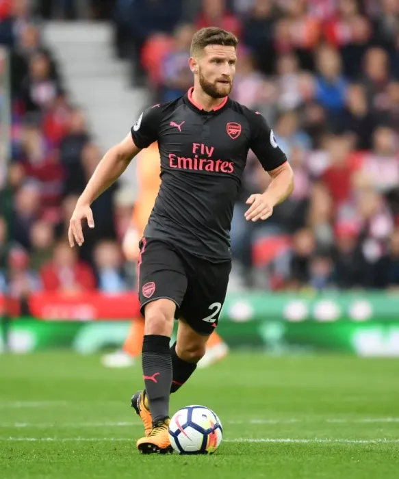 Framed Print : Shkodran Mustafi in Action: Stoke City vs. Arsenal, Premier League 2017-18 Framed Print : Shkodran Mustafi in Action: Stoke City vs. Arsenal, Premier League 2017-18