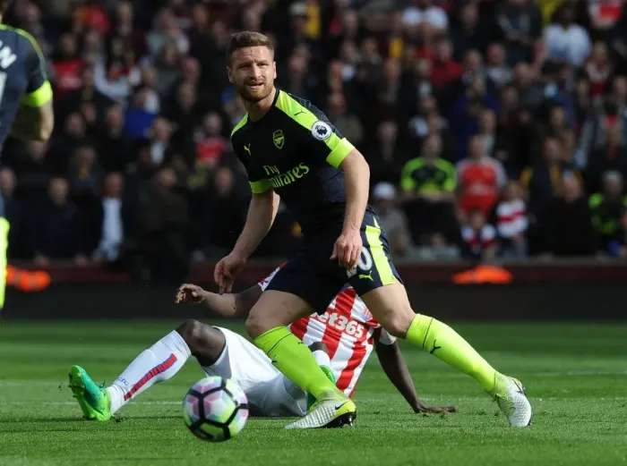 Framed Print : Shkodran Mustafi in Action: Stoke City vs Arsenal, Premier League 2016-17 Framed Print : Shkodran Mustafi in Action: Stoke City vs Arsenal, Premier League 2016-17