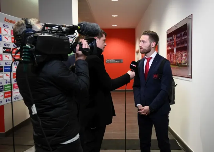 Framed Print : Shkodran Mustafi - Arsenal's Defensive Focus Ahead of Manchester City Clash