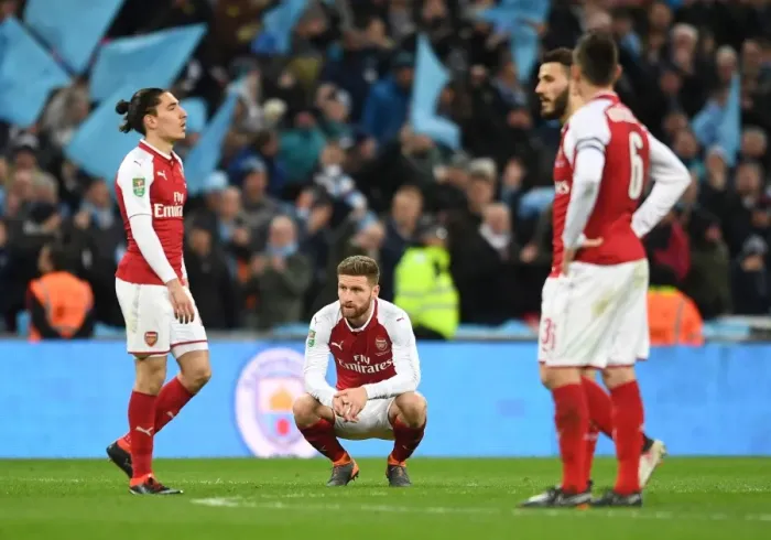 Framed Print : Shkodran Mustafi: Arsenal's Defensive Wall in Carabao Cup Final Against Manchester City Framed Print : Shkodran Mustafi: Arsenal's Defensive Wall in Carabao Cup Final Against Manchester City