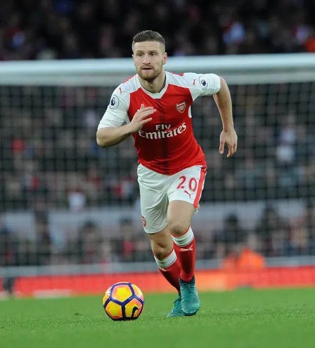 Framed Print : Shkodran Mustafi Focuses in Arsenal's Battle Against AFC Bournemouth, 2016 / 17 Premier League