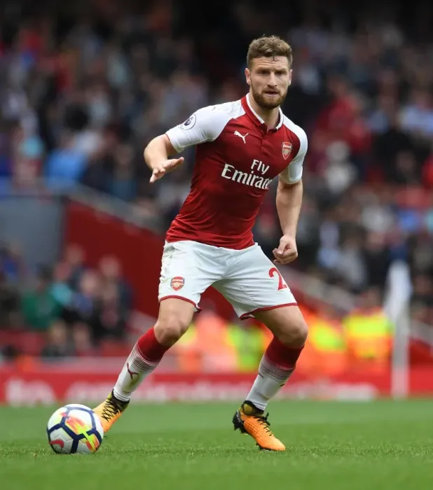 Framed Print : Shkodran Mustafi Focuses in Arsenal's Battle Against AFC Bournemouth, 2017-18 Premier League