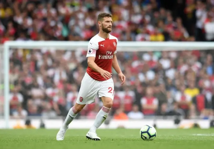 Framed Print : Shkodran Mustafi Focuses in Arsenal's Battle Against Manchester City (2018-19)