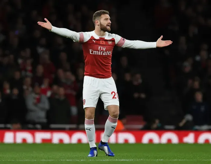 Framed Print : Shkodran Mustafi Focuses in Arsenal's Battle Against Wolverhampton Wanderers, 2018-19 Premier League