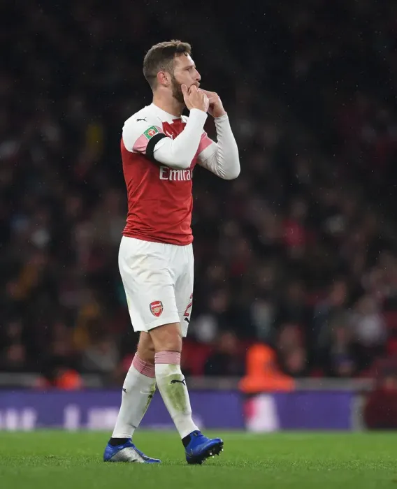 Framed Print : Shkodran Mustafi Focuses in Arsenal's Carabao Cup Clash Against Blackpool