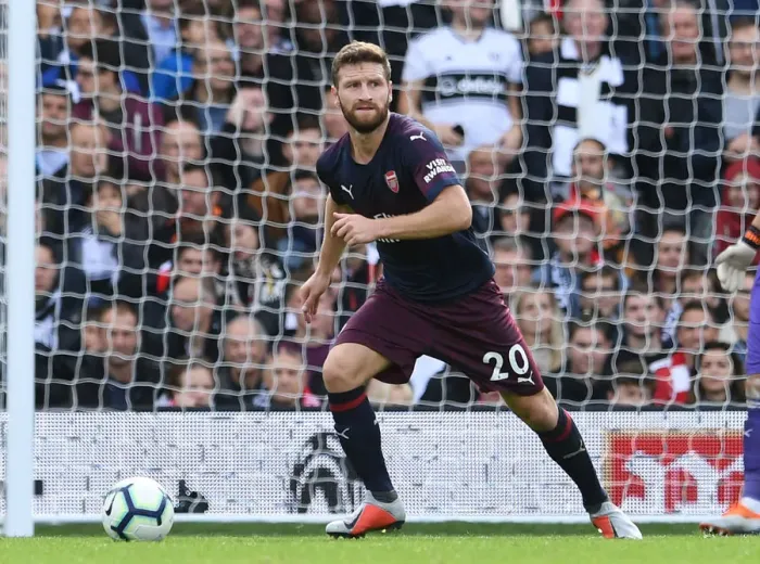 Framed Print : Shkodran Mustafi: Unwavering Concentration in Arsenal's Triumph over Fulham (2018-19)