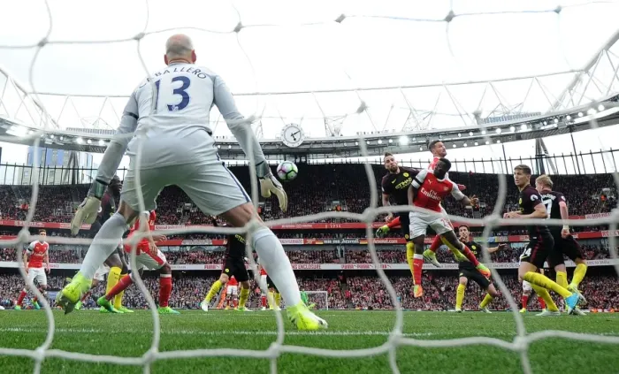 Framed Print : Shkodran Mustafi's Stunner: The Game-Changing Goal that Shocked Manchester City (April 2017)