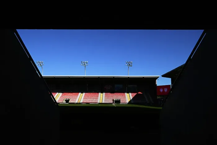 Framed Print : Showdown in the Barclays Women's Super League: Manchester United vs Arsenal at Leigh Sports Village Framed Print : Showdown in the Barclays Women's Super League: Manchester United vs Arsenal at Leigh Sports Village