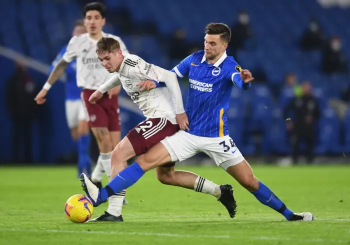 Framed Print : Smith Rowe vs. Veltman: A Premier League Battle - Arsenal vs. Brighton Framed Print : Smith Rowe vs. Veltman: A Premier League Battle - Arsenal vs. Brighton