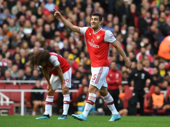 Framed Print : Sokratis in Action: Arsenal vs AFC Bournemouth, Premier League 2019-20