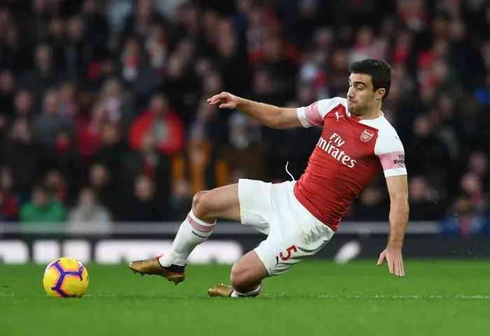 Framed Print : Sokratis in Action: Arsenal vs. Huddersfield Town, Premier League (December 2018)