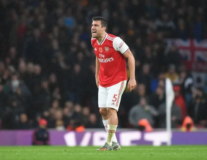 Framed Print : Sokratis in Action: Arsenal vs. Wolverhampton Wanderers, Premier League 2019-20