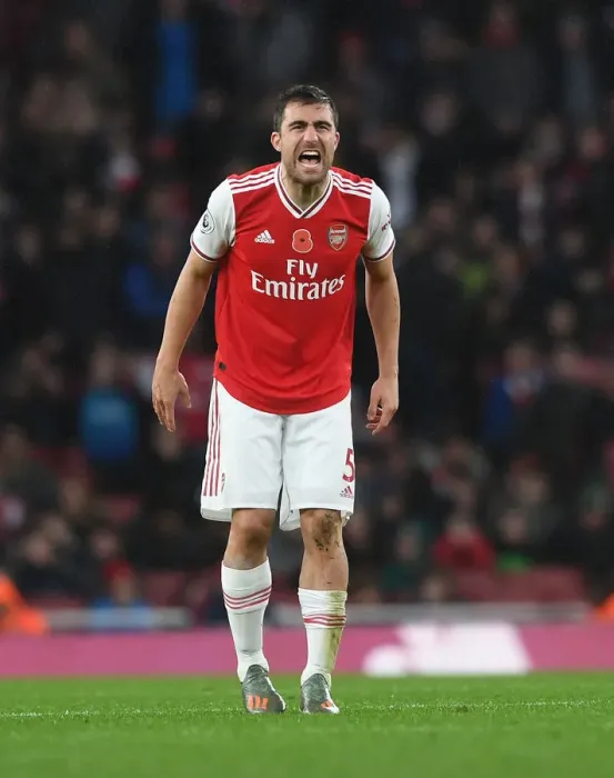 Framed Print : Sokratis in Action: Arsenal vs. Wolverhampton Wanderers, Premier League 2019-20