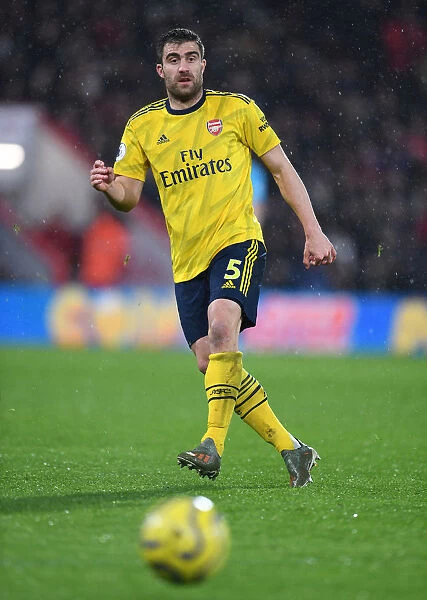 Sokratis of Arsenal in Action against AFC Bournemouth, Premier League 2019-20